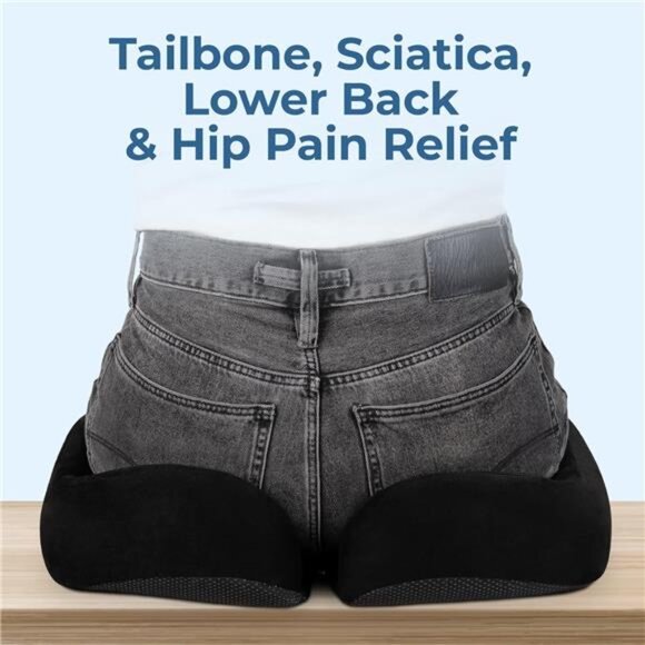 Seat Cushion for Tailbone Pain Relief – Large Memory Foam Lifting Pillow - Picture 2 of 7